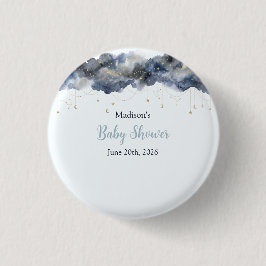 Hemelse marine waterverf wolk baby shower ronde button 3,2 cm