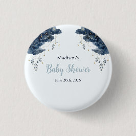 Hemelse marine waterverf wolk baby shower ronde button 3,2 cm