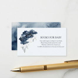 Hemelse marine waterverf wolk boeken voor baby informatiekaartje