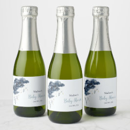 Hemelse Marine Waterverf Wolken Hoek Mini Sparkling Wijnetiket