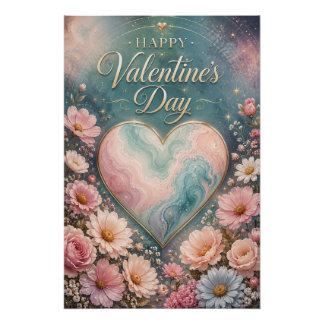 Hemelse Marmeren Hart Valentijns Tuin Perfect Poster