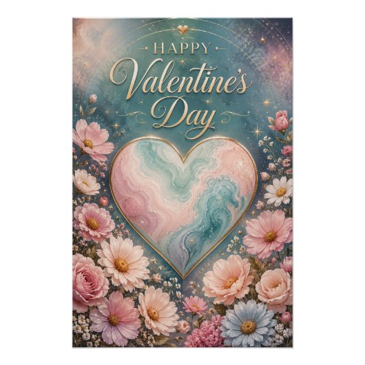 Hemelse Marmeren Hart Valentijns Tuin Perfect Poster (Voorkant)