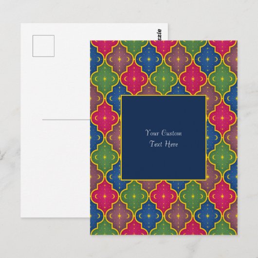 Hemelse Marokkaanse Tegel (blauwe achtergrond) Cus Briefkaart (Voorkant / Achterkant)