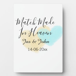 Hemelse match blauw geel pastelkleur hart naam fotoplaat
