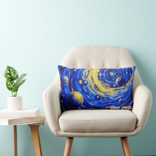 Hemelse Melkweg Vortex Schildering Blauw Goud Kosm Kussen