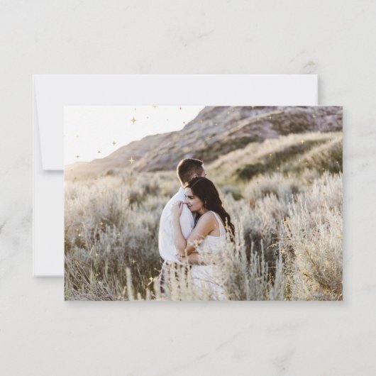 Hemelse Middensterren Twee Foto Save The Date Kaart (Achterkant)