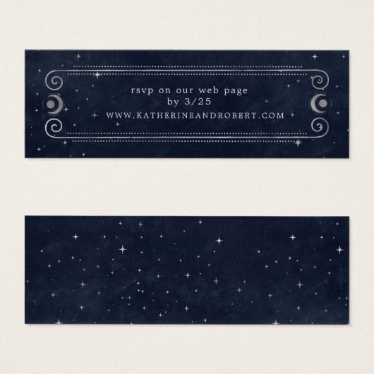 hemelse middernacht blauwe zilveren bruiloft Websi Mini Visitekaartjes (Voorkant /achterkant)