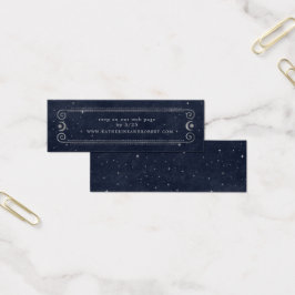 hemelse middernacht blauwe zilveren bruiloft Websi Mini Visitekaartjes