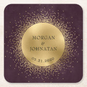 Hemelse middernacht gouden maan bruiloft kartonnen onderzetters (Voorkant)