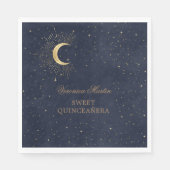 hemelse middernacht gouden maan Quinceañera Servet (Voorkant)