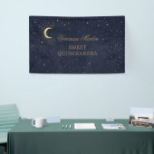 hemelse middernacht gouden maan Quinceañera welkom Spandoek (Beurs)