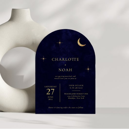 Hemelse Middernacht Gouden Maan Sterren Boog Huwel Kaart