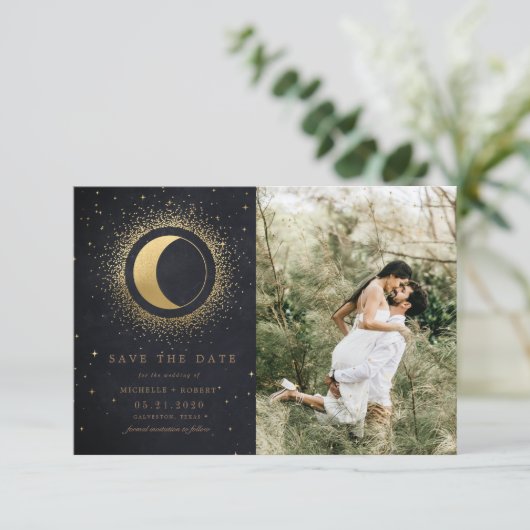 hemelse middernacht sterren twee Foto Save the Dat Kaart (Staand voorkant)