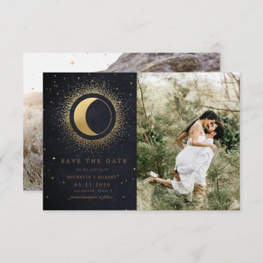 hemelse middernacht sterren twee Foto Save the Dat Kaart (Voorkant / Achterkant)