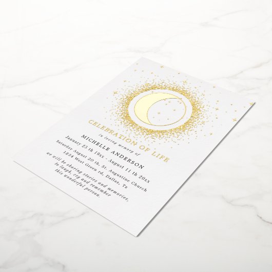 hemelse middernacht viering van het leven folie uitnodiging (Gedraaid)