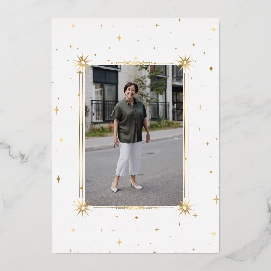 hemelse middernacht viering van het leven folie uitnodiging (Achterkant)