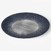 hemelse middernacht zilveren maan bruiloft papieren bordje (Gekanteld)