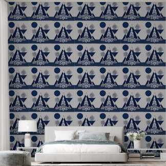 Hemelse middernachtbloem geometrische AI-kunst Behang