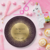 Hemelse middernachtelijke gouden maan papieren bordje (Feest)