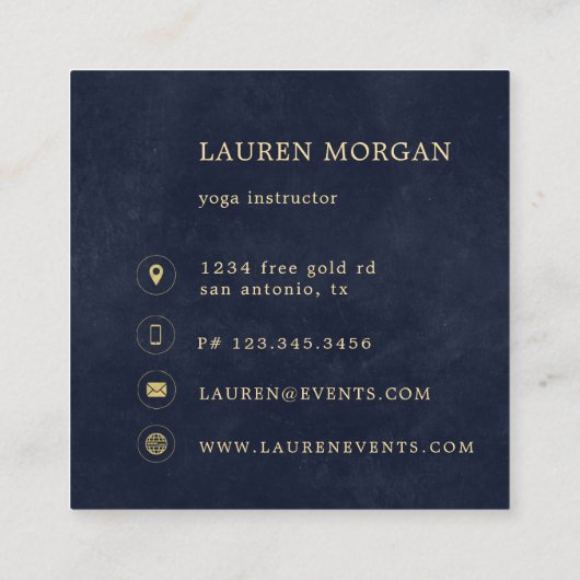 Hemelse Midnight Blue Crescent Moon Vierkante Visitekaartje (Achterkant)