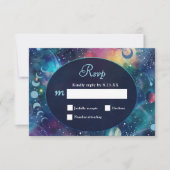 Hemelse Midnight Moon Wedding RSVP Kaartje (Voorkant)