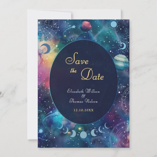 Hemelse Midnight Moon Wedding Save The Date (Voorkant)