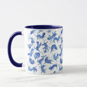 Hemelse Ming Drijvende Katten Mok | Blauwe Accent (Links)