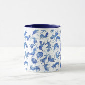 Hemelse Ming Drijvende Katten Mok | Blauwe Accent (Midden)