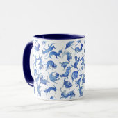 Hemelse Ming Drijvende Katten Mok | Blauwe Accent (Voorkant links)