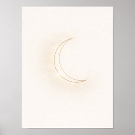 Hemelse Minimaal Maan Wandkunst – Beige Halvemaan Poster