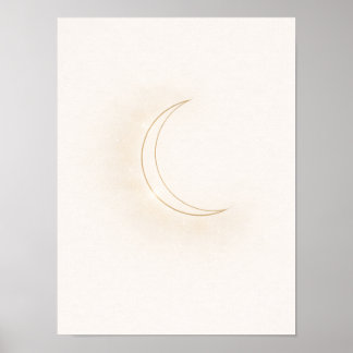 Hemelse Minimaal Maan Wandkunst – Beige Halvemaan Poster
