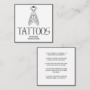 Hemelse Minimalistische Mot Tattoo Nazorg Vierkante Visitekaartje