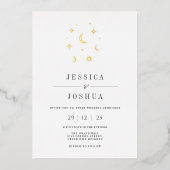 Hemelse minimalistische Star Moon Elegant Folie Uitnodiging (Voorkant)