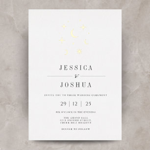 Hemelse minimalistische Star Moon Elegant Folie Uitnodiging