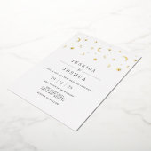 Hemelse minimalistische ster maan Elegant mystiek Folie Uitnodiging (Gedraaid)