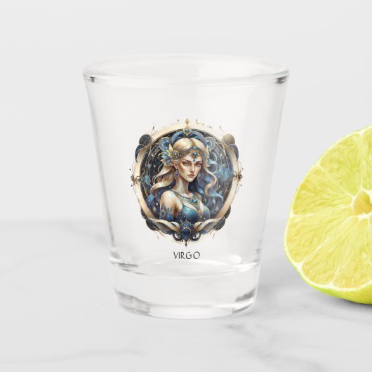 Hemelse Moderne Astrologie Symbool Fantasie Maagd Shot Glas (Voorkant)