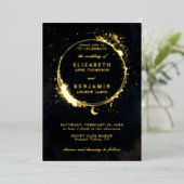 Hemelse Moody Whimsical Elegant Gold Wedding Folie Uitnodiging (Staand Voorkant)