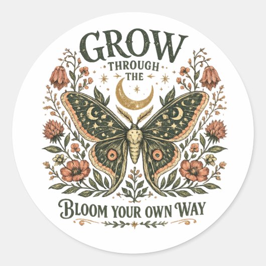 Hemelse Mot Bloemensticker Ronde Sticker (Voorkant)