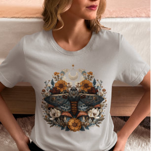 Hemelse Mothe Cottagecore Boho Paddenstoel Mystiek T-shirt