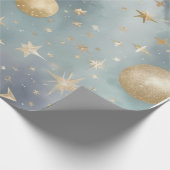 Hemelse motieven zoals manen, sterren cadeaupapier (Hoek)