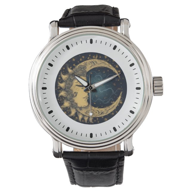Hemelse Mysterieuze Zon Maan  Horloge (Voorkant)