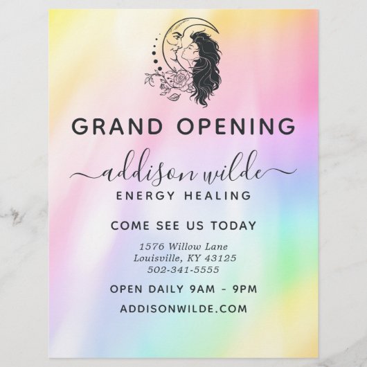 Hemelse Mystiek Maan Godin Regenboog Business Flyer (Voorkant)