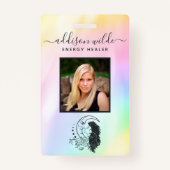 Hemelse Mystiek Maan Godin Regenboog Foto ID Badge (Voorkant)