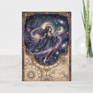 Hemelse Mystieke Astrologische Vrouw Kunst Kaart