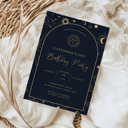 Hemelse Mystieke Elementen Starsign 21e verjaardag Kaart