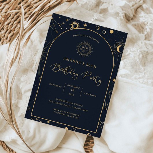 Hemelse Mystieke Elementen Starsign 50ste verjaard Kaart