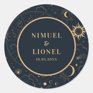 Hemelse mystieke elementen Sterrenbeelden Envelop Ronde Sticker