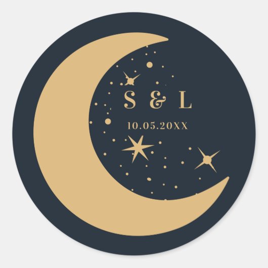 Hemelse Mystieke Elementen Sterrenbeelden Envelop Ronde Sticker (Voorkant)