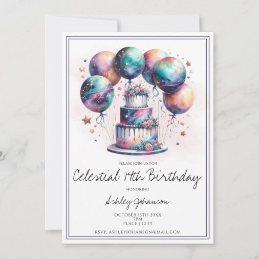 Hemelse mystieke kosmische astrologie verjaardag kaart (Voorkant)