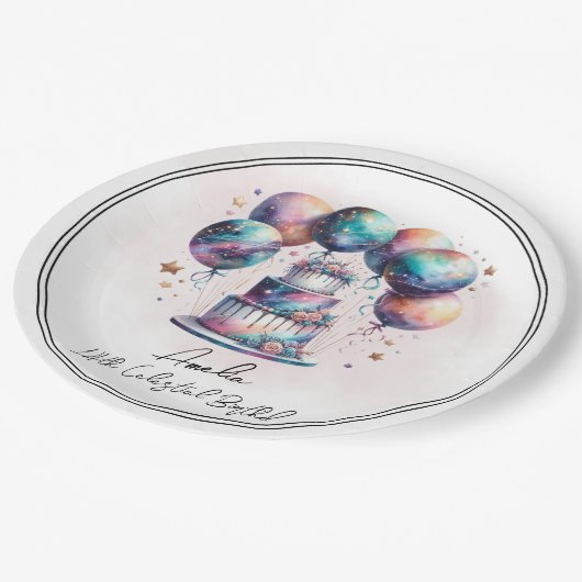 Hemelse Mystieke Kosmische Astrologie Verjaardagsf Papieren Bordje (Gekanteld)